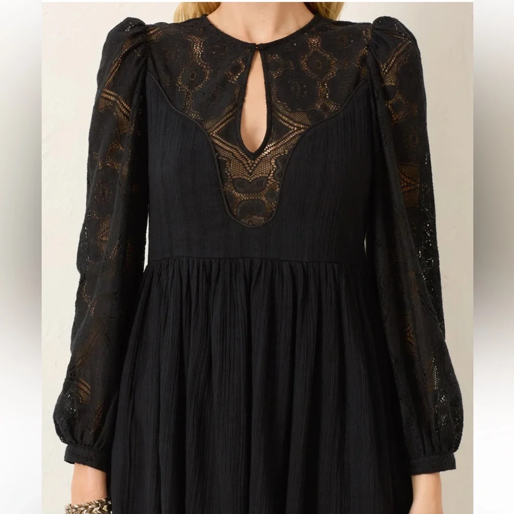 Alix of Bohemian Black Winslow Shadow Lace Dress